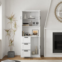 31.5" Contemporary White China Cabinet with Glass Doors & Drawers