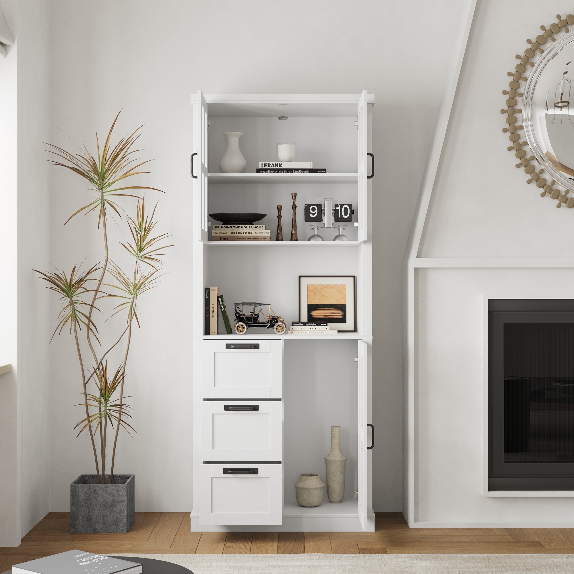 Tall Storage Cabinet With Glass Doors