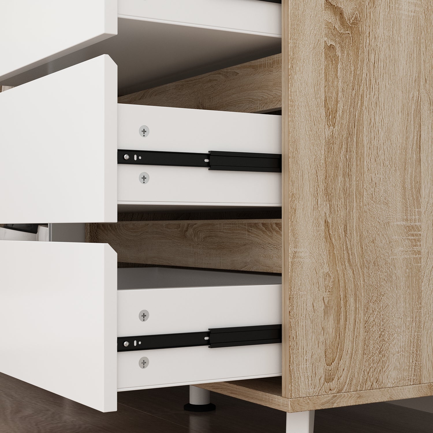 Storage Sideboard Cabinet Cupboard with Drawers and Glass Doors for Kitchen Organization