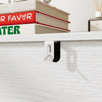 White 3-drawer nightstand with raised panel fronts and black handles