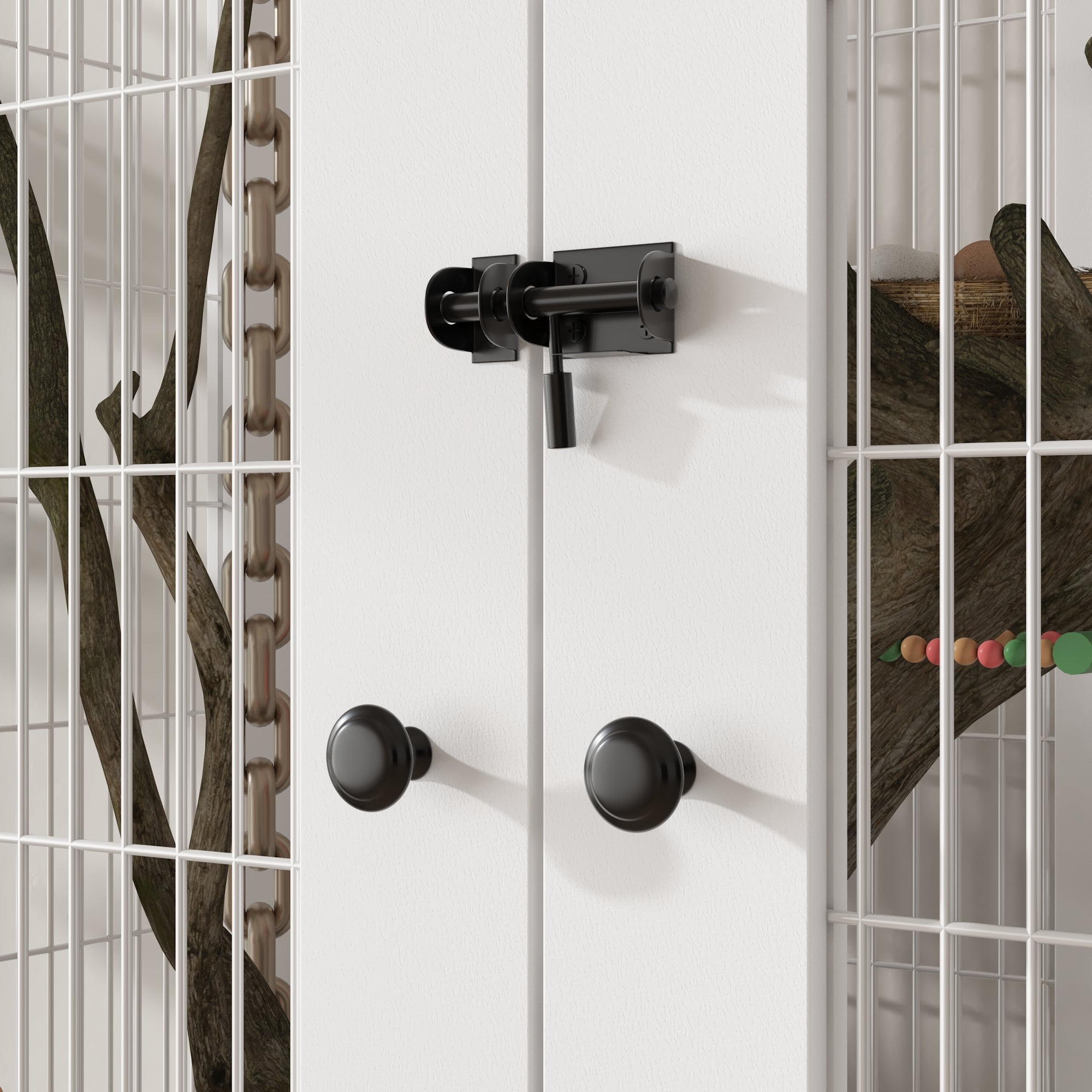 38.5 inches Modern White Large Floor Bird Cage with Removable Tray and Storage Drawers