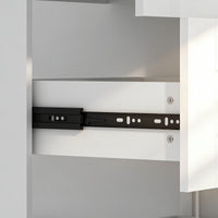 60" White Kitchen Sideboard Buffet Pantry Cabinet with Wall-Mounted Upper Storage Cabinet, 3 Drawers and Double Base Doors