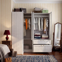 Skira 66.9" Modern Corner Wardrobe with Frosted Glass Doors and Gold Hardware