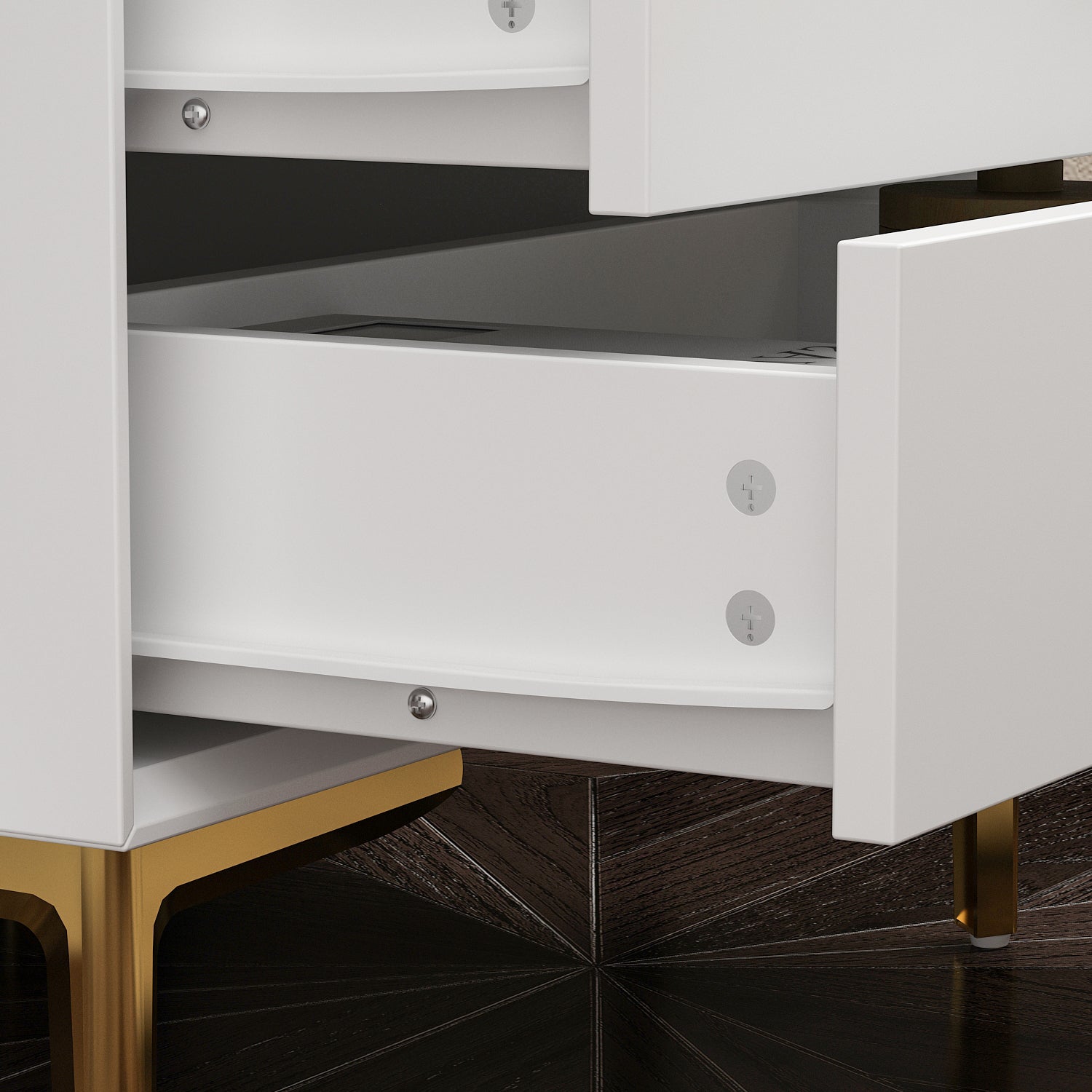 Nightstand Dresser Black End Table in Gold Metal Legs with 3 Drawers