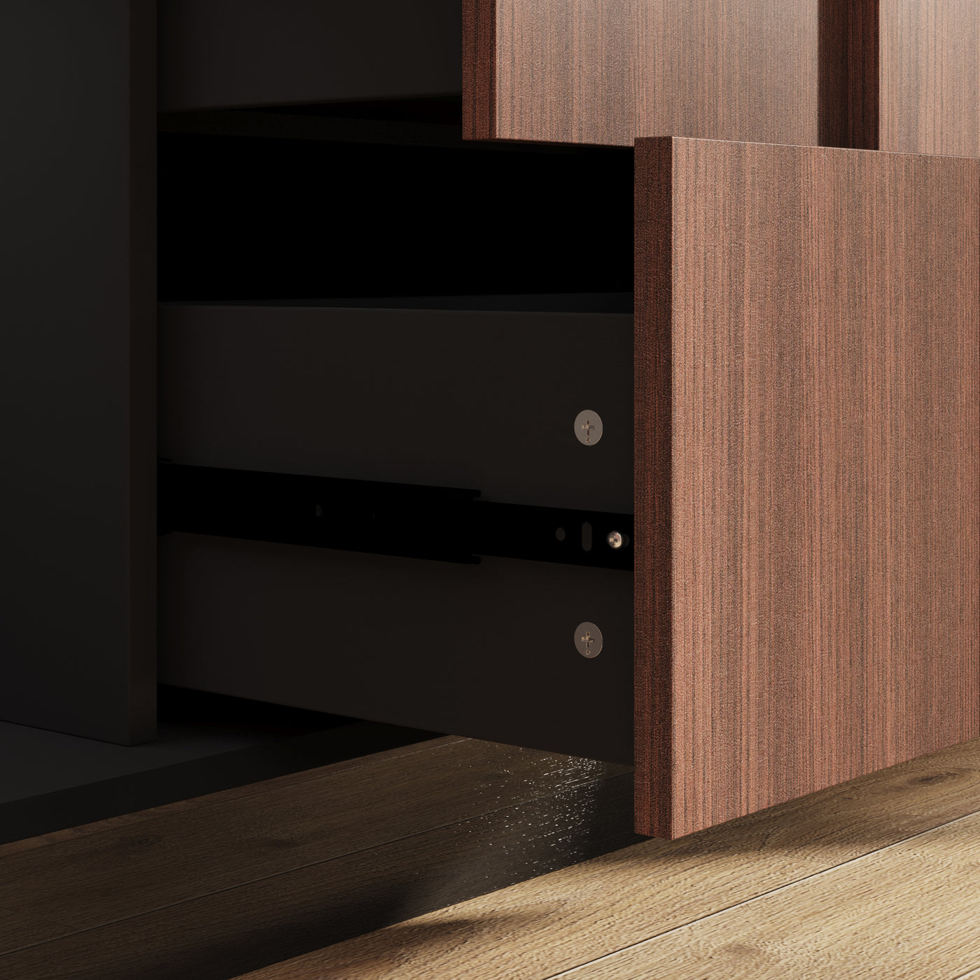 59.1" Modern Brown Sideboard Buffet with Integrated Track Socket & 3 Drawers