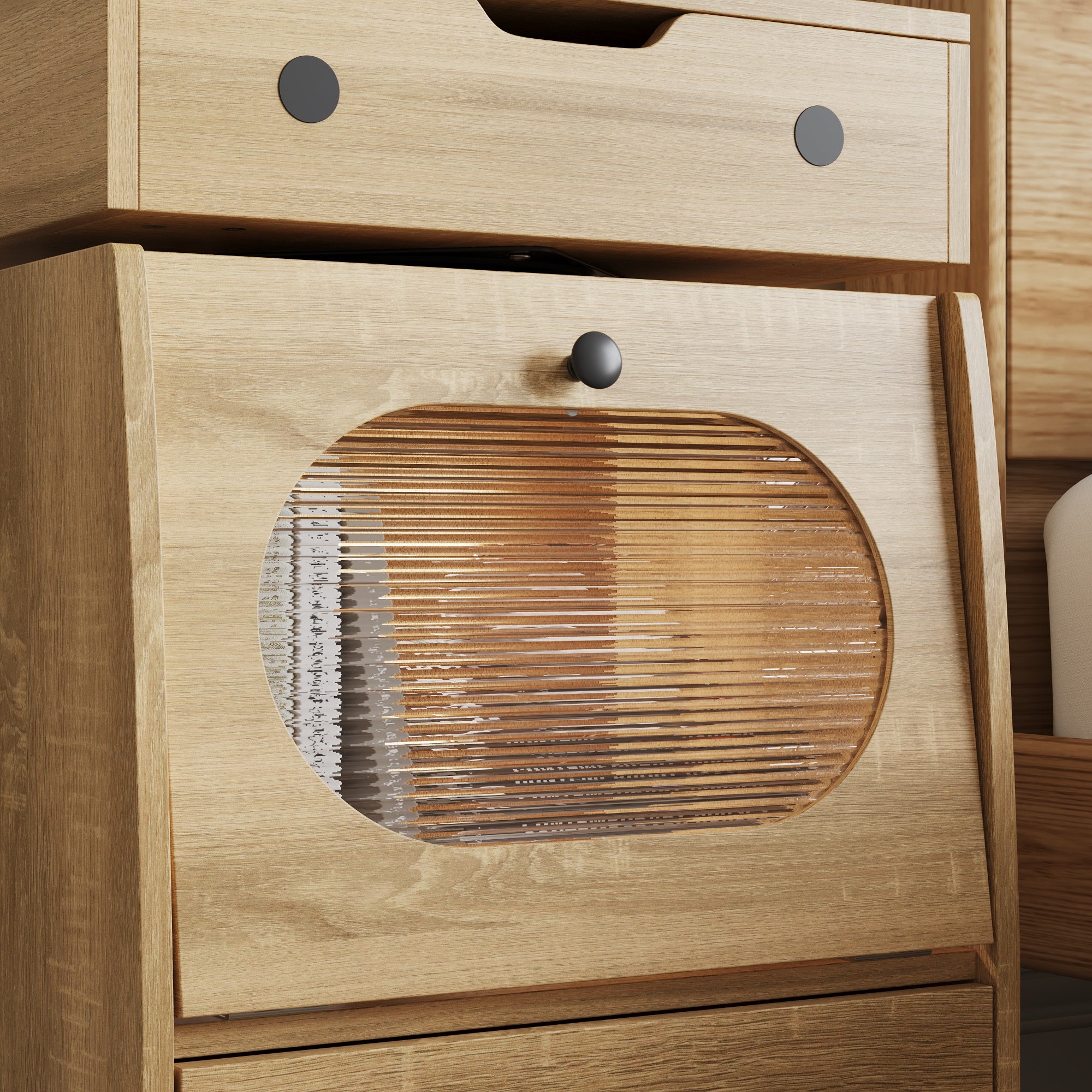 Creative Nightstand With Robot Shape And Movable Wheels