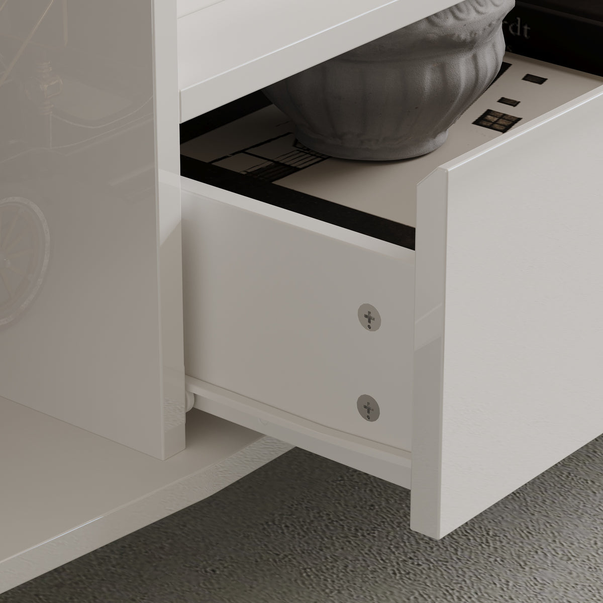 70.9" Modern White TV Stand with Drawer