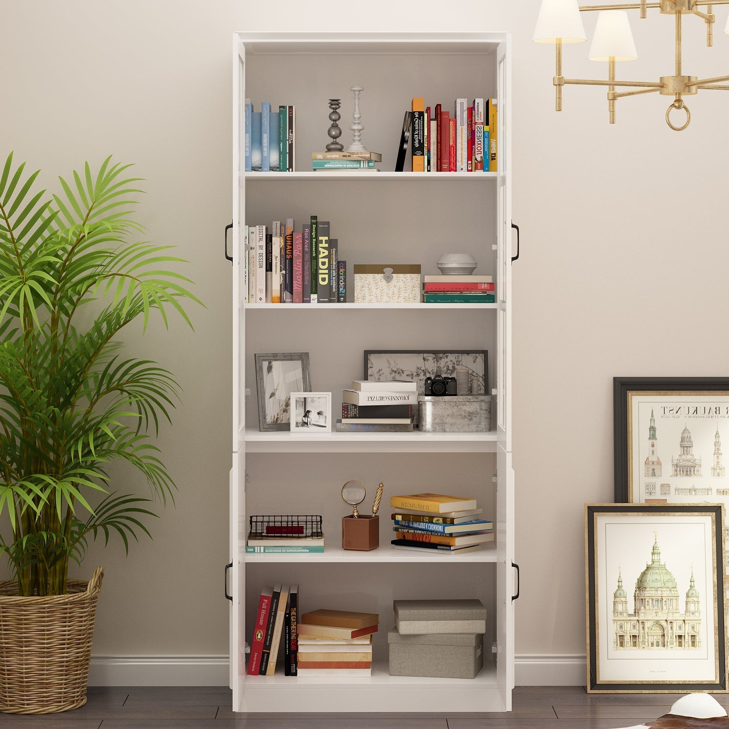 78.7" H x 31.5" Standard Storage Bookcase With Glass Door & Shelves