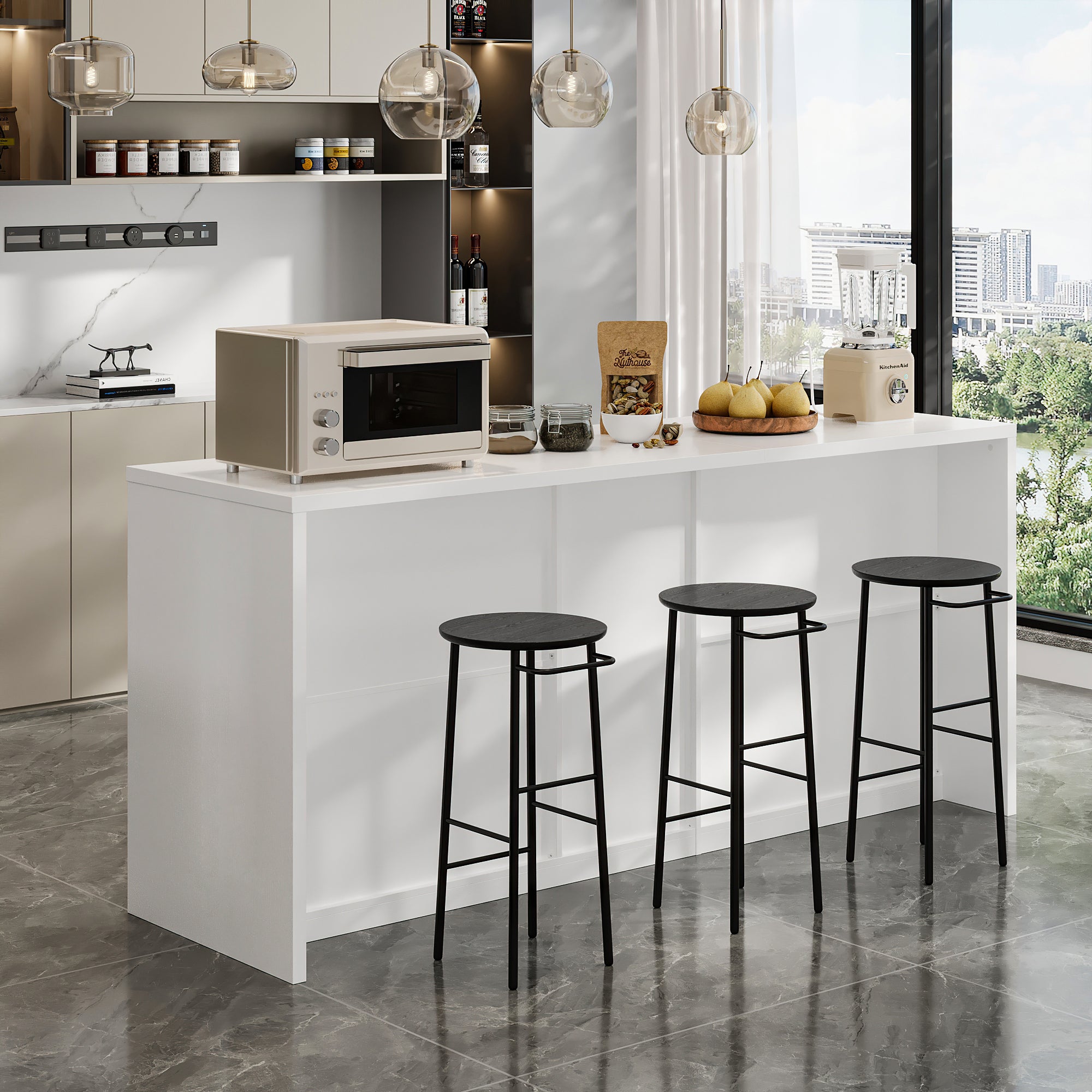 Kitchen Island With Tempered Glass Door