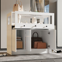 39.4" Modern Minimalist White Jewelry Display Cabinet With Lock And Tempered Glass