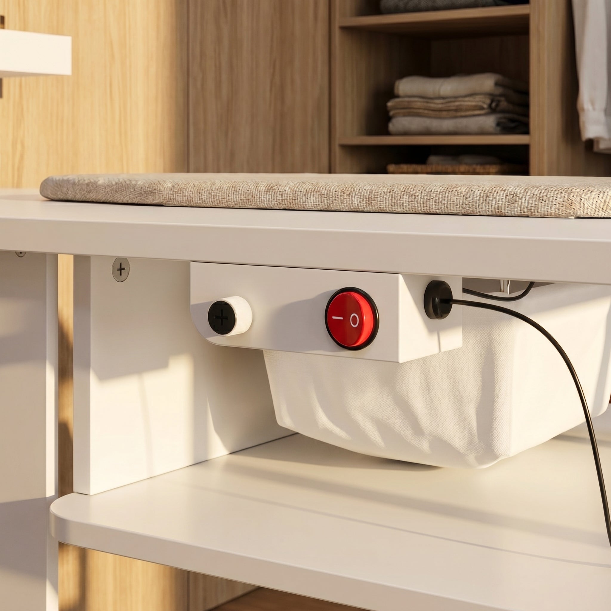 43.3". Modern White Manicure Table with Built-In Dust Collector and Rotating Storage Shelves