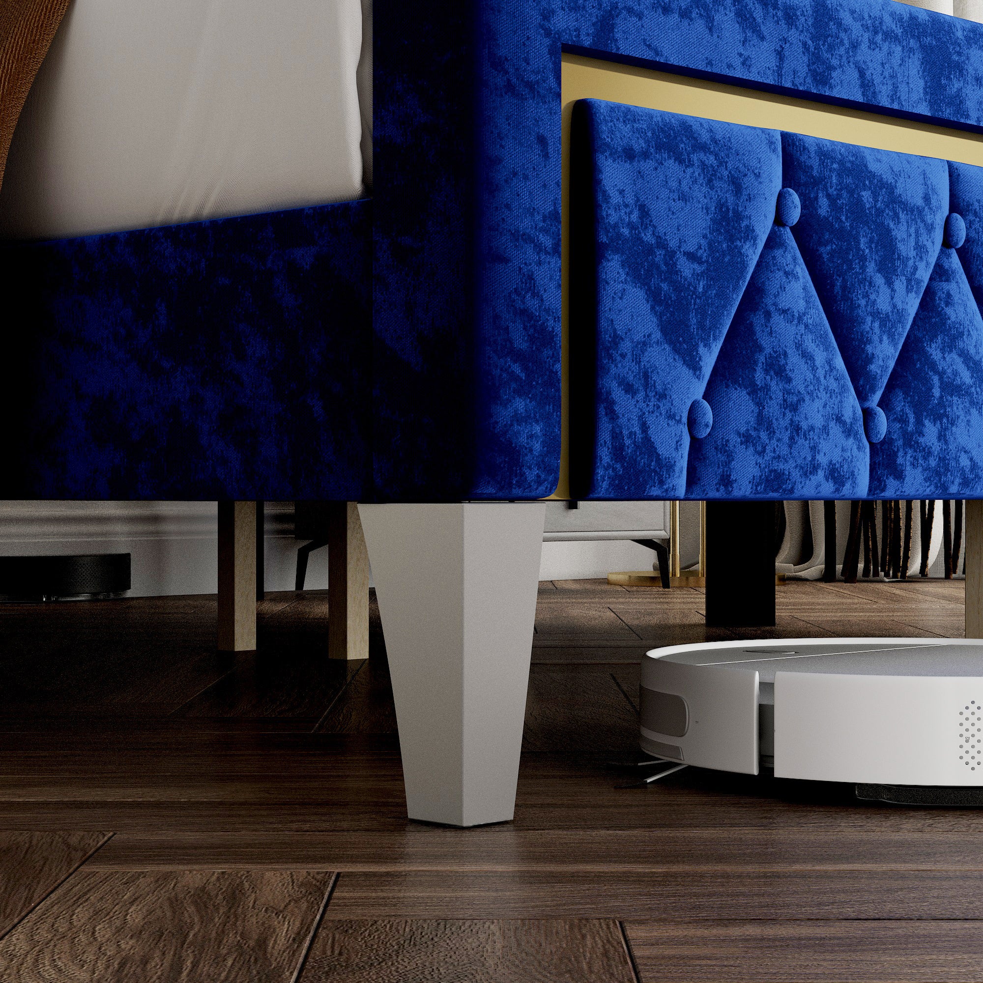 Low Profile Platform Bed With Comfortable Headboard