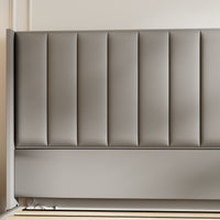 King Size Modern Gray Bed with Padded Headboard