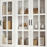 141.7 inch Extra Wide White Filing Storage Cabinet with 9 Glass Doors and 2 Drawers