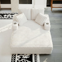 52.8" Oversized Modern Lounge Chaise Sofa Bed with Plush Faux Fur