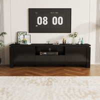 70" Modern Black TV Stand with LED Lights & Storage