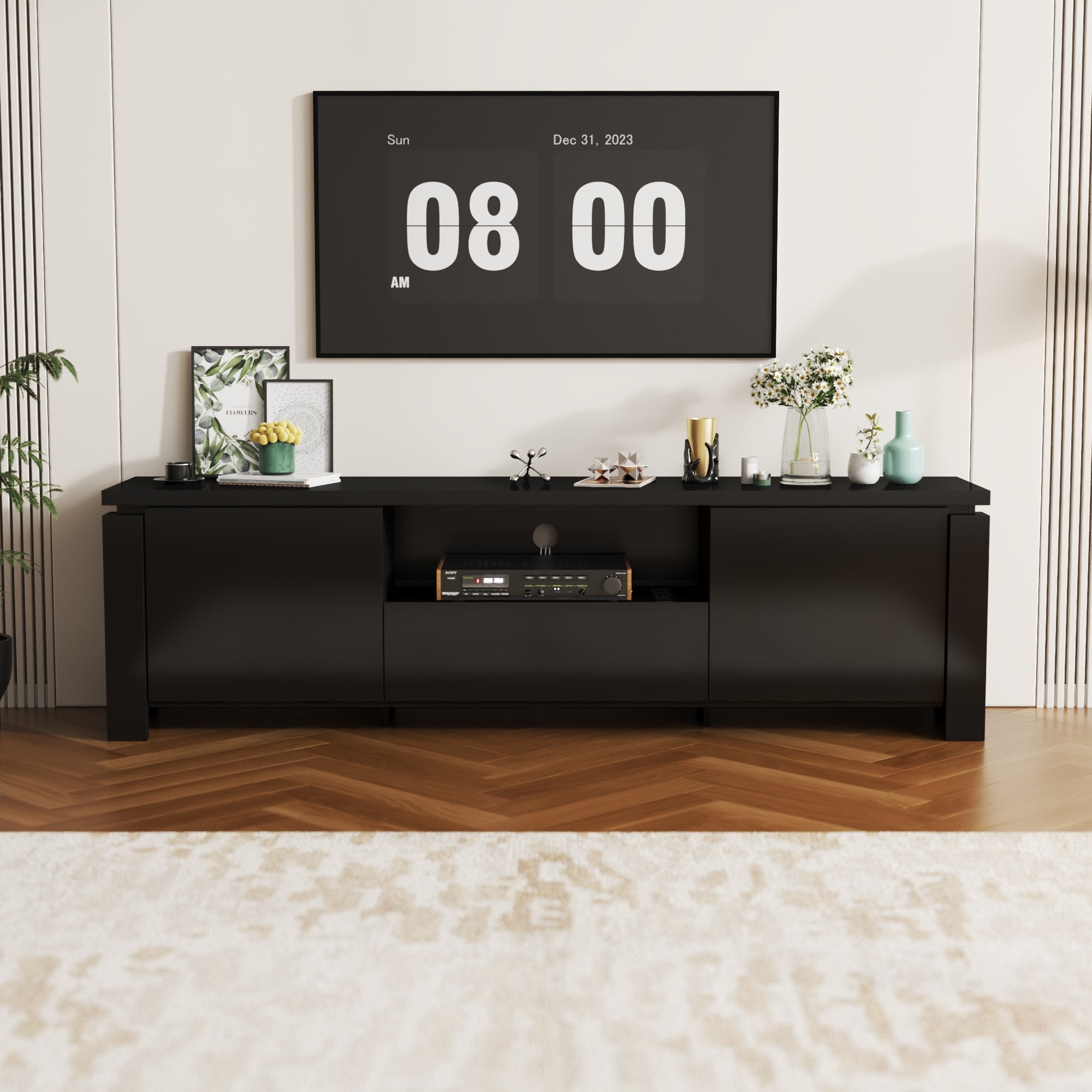 High Gloss TV Stand With Storage