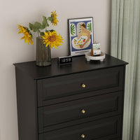31.5" Modern Minimalist Black Modern Wood Cabinet Display Table Vertical 5-Drawer Dresser