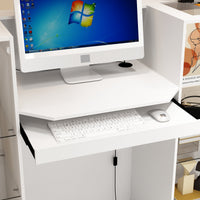 59" Modern White Reception Desk With Display Cabinets And LED Lightsand Transparent Glass