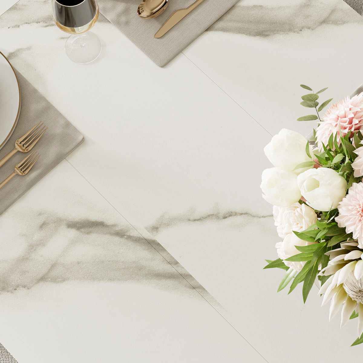 94.5" Modern White Dining Table with 2 Built-in Leaves