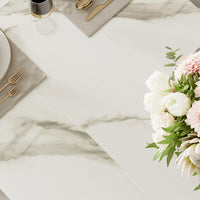 94.5" Modern White Dining Table with 2 Built-in Leaves