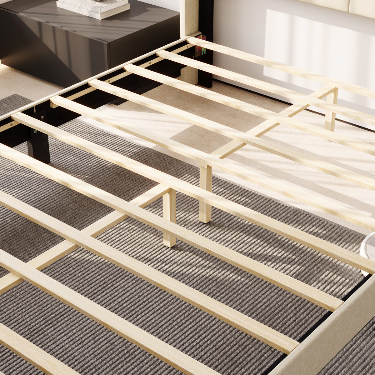 Low Profile Platform Bed With Modern Design, view 12