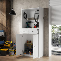 31.5'' Modern White EV Charger Cabinet with Cable Hooks, 2 Drawers and Storage Cabinet