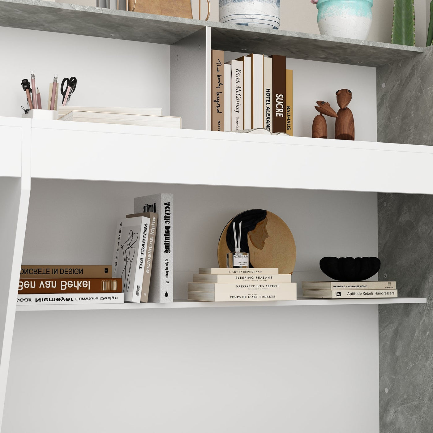 86.6" Modern Minimalist White Rectangular Reception Desk With Open Shelves
