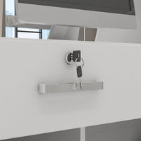 Reception Desk Front Counter Desk with Lockable Drawer & Bookshelf