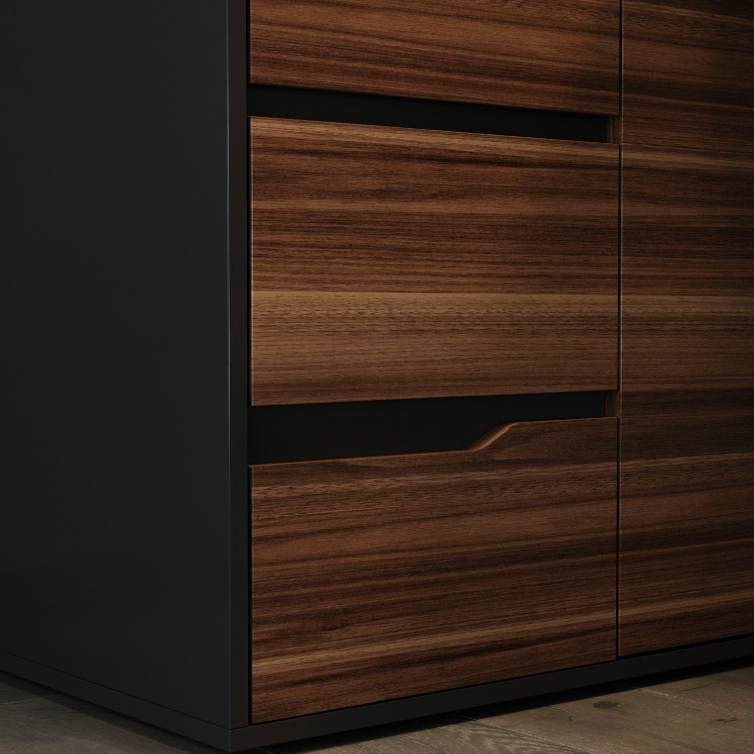 L-Shaped Corner Computer Desk with Drawers Brown Wood Grain