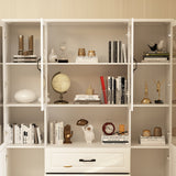 141.7 inches Modern White Bookcases and Display Cabinets With Corner Shelf Storage