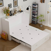 55.1" Modern Minimalist White Fold Out Bed With Power Outlets