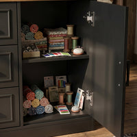 55.1" Rustic Wood L-Shaped Electric Height Adjustable Standing Desk with 3 Drawers and Side Storage Cabinet