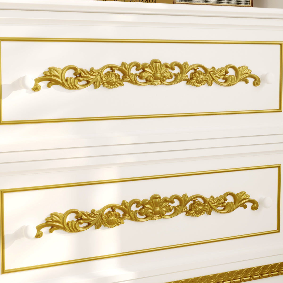 Decorative white furniture with gold intricate carvings