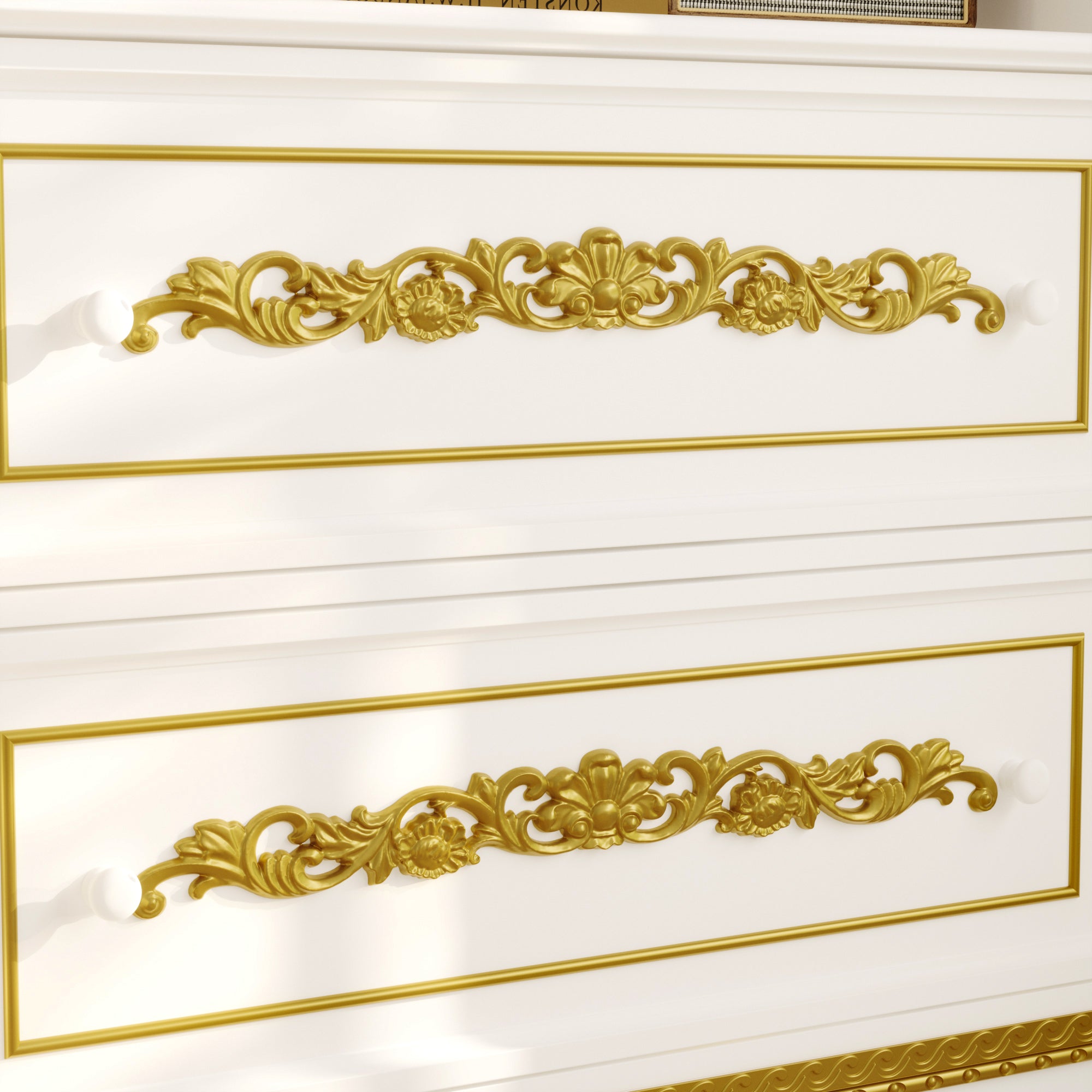 Decorative white furniture with gold intricate carvings