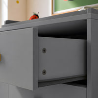 45.1" Modern White/Gray Changing Table Nursery Dresser with 6 Drawers