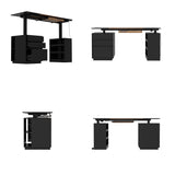 63" Modern Standing Desk with Pegboard Organizer and Keyboard Tray