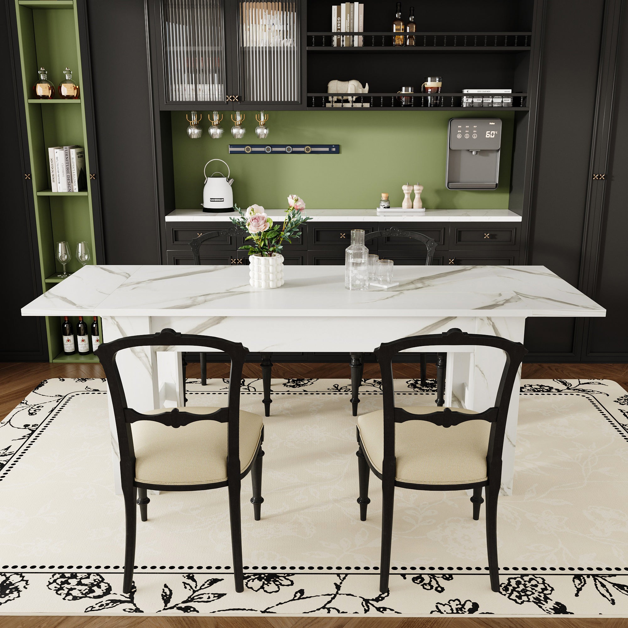 94.5"W Dining Table With Leaf