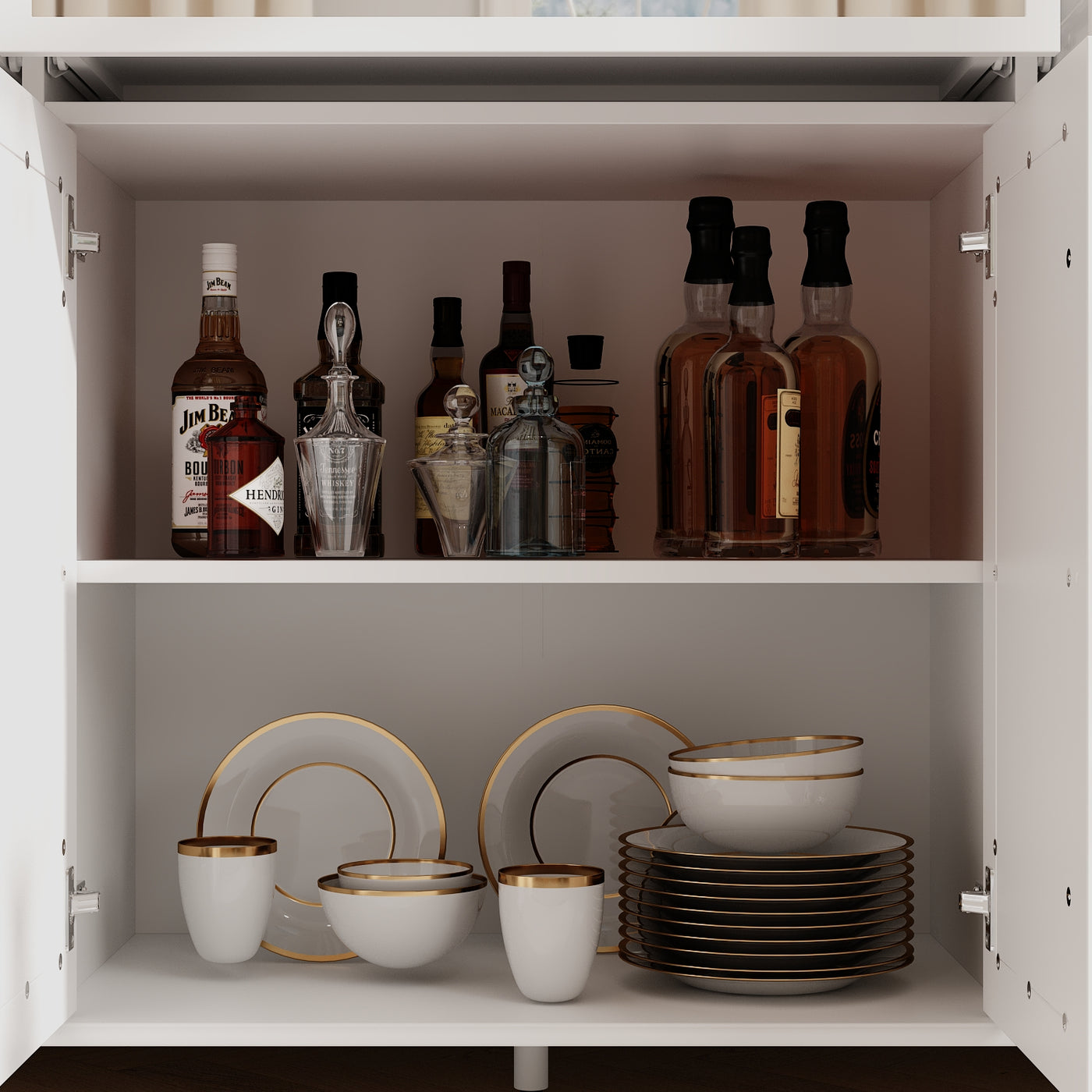55.1" Mirrored Door Sideboard with 3 Drawers