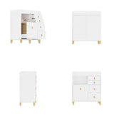 47.2 inch Modern White Changing Table Dresser with 3 Drawers & 2 Storage Cabinets
