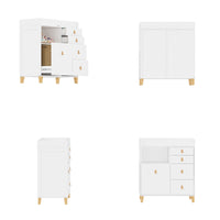 47.2" Modern White Changing Table Dresser with 3 Drawers & 2 Storage Cabinets