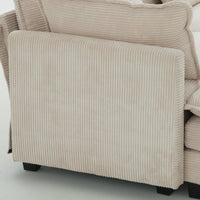 112" L-Shaped Modular Sectional Sofa with Ottoman and Pillows