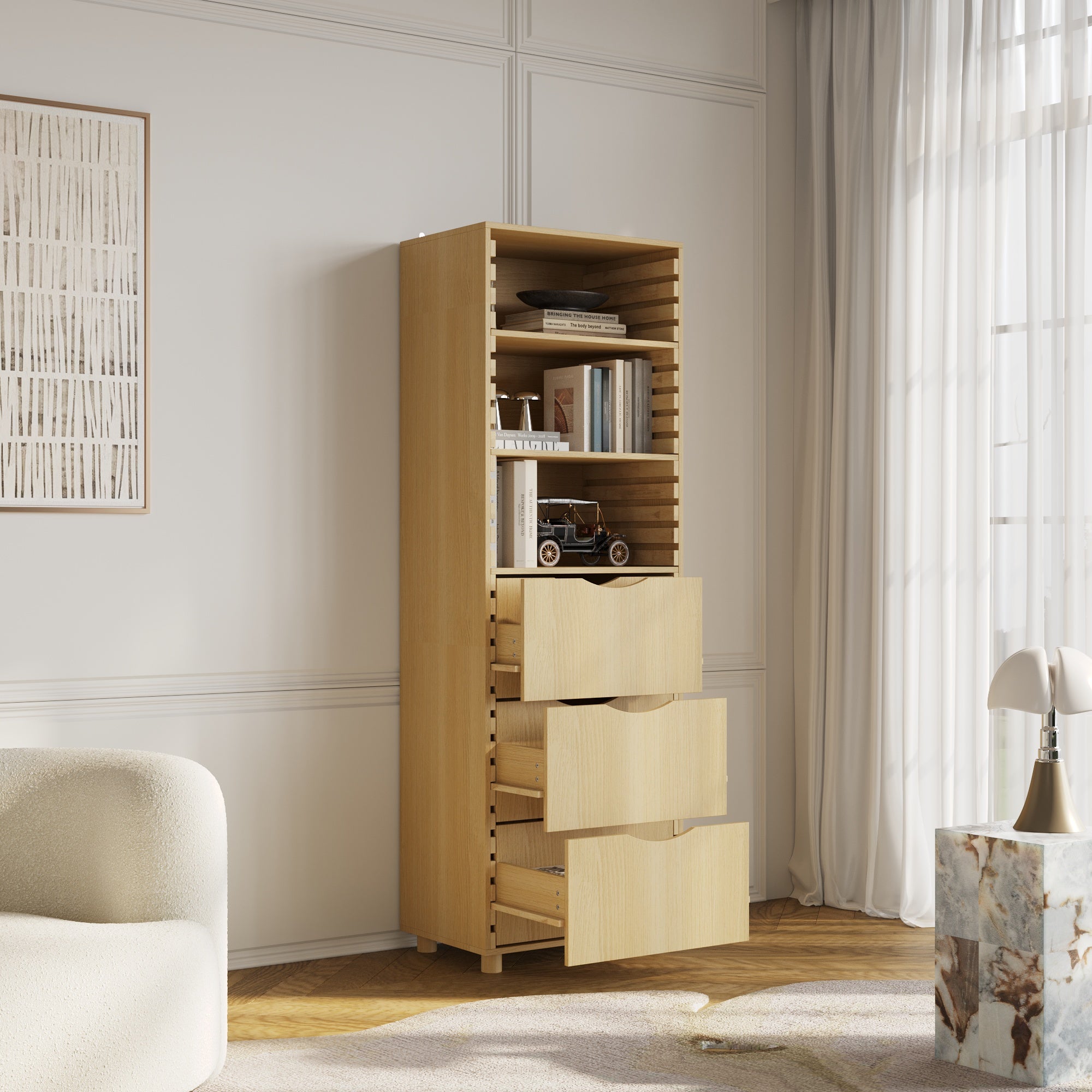 70'' H 3-Drawer DIY Bookcase