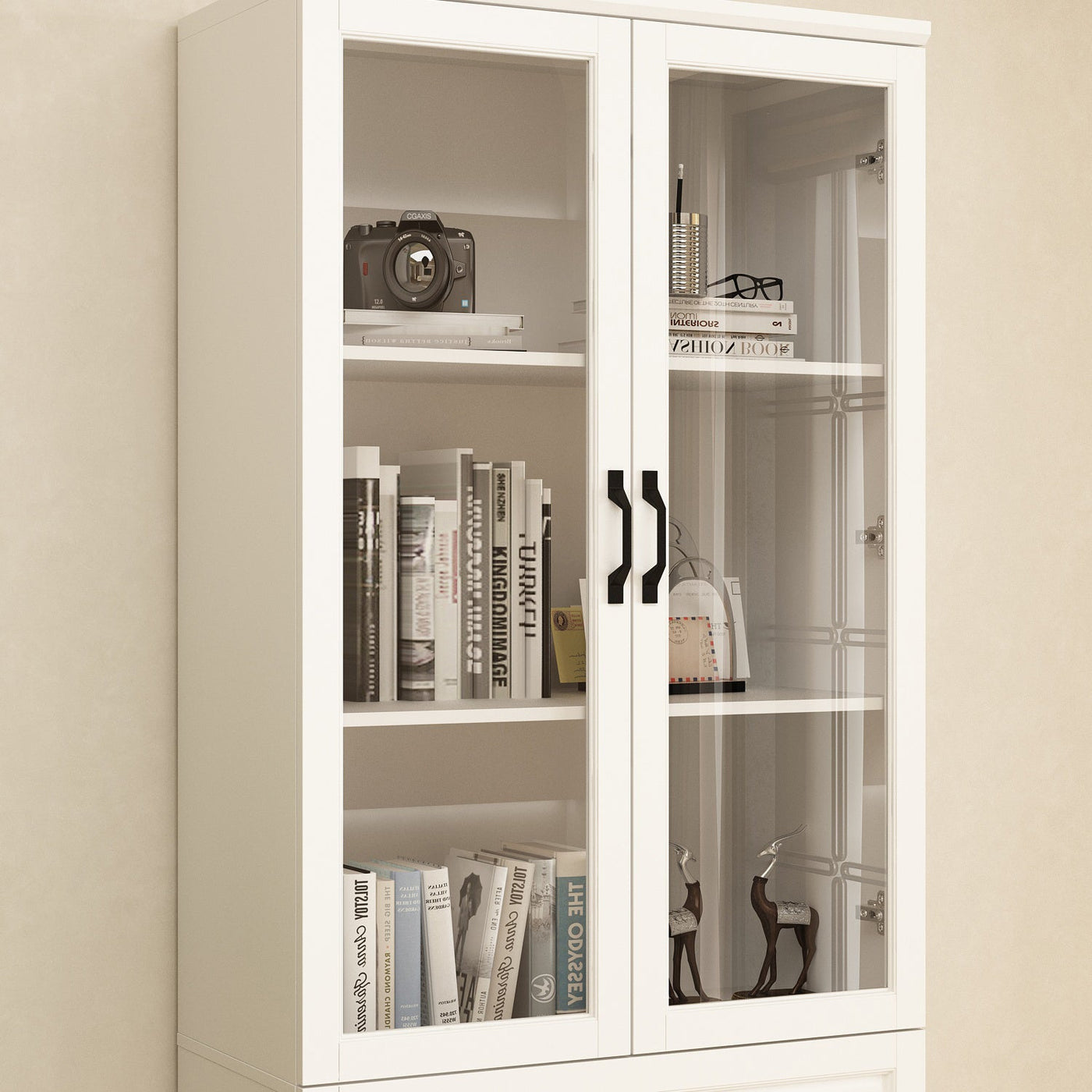 Vila 31.5" Classic White Display Cabinet with Glass Doors