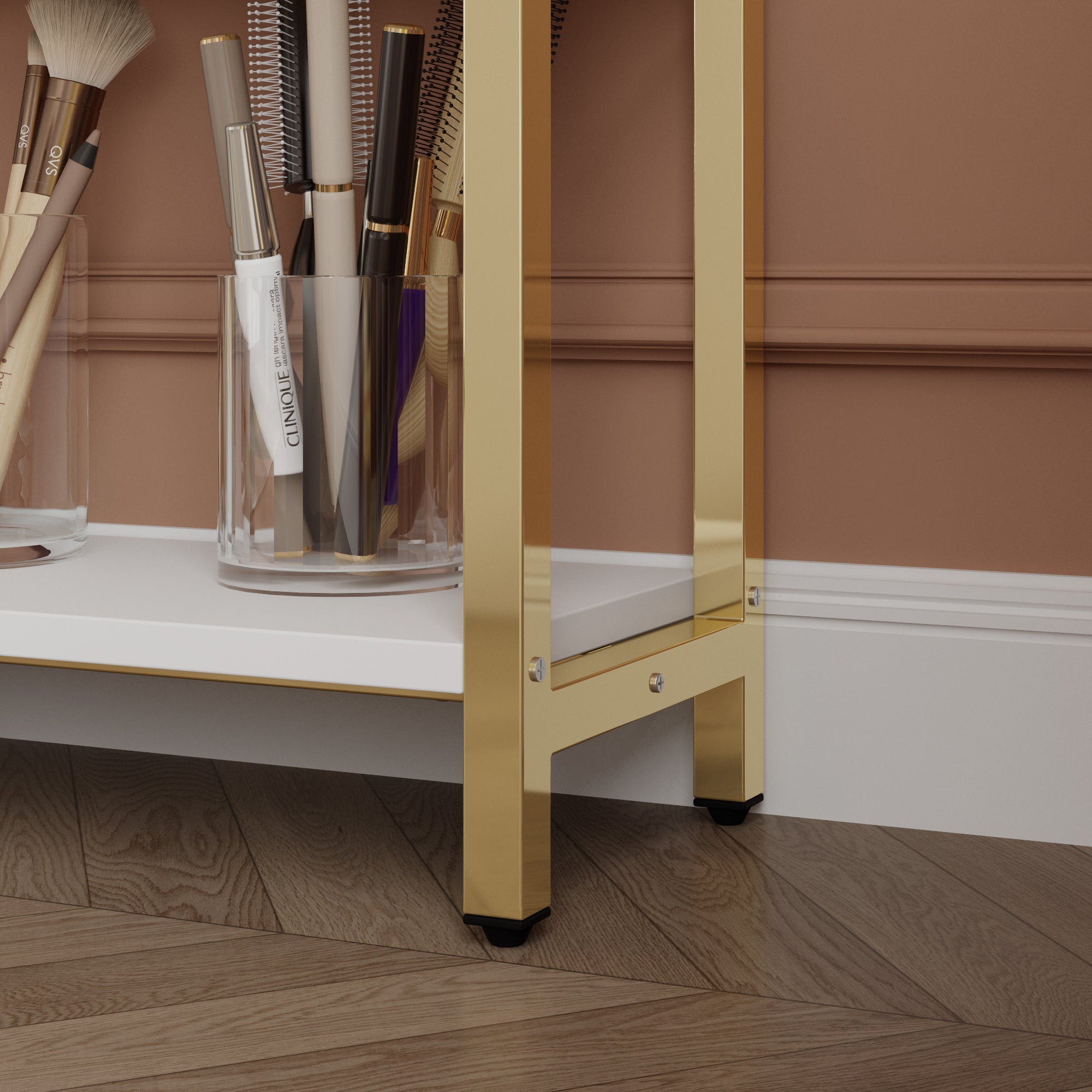 L-Shaped Manicure Nail Table Station With Electric Dust Collector