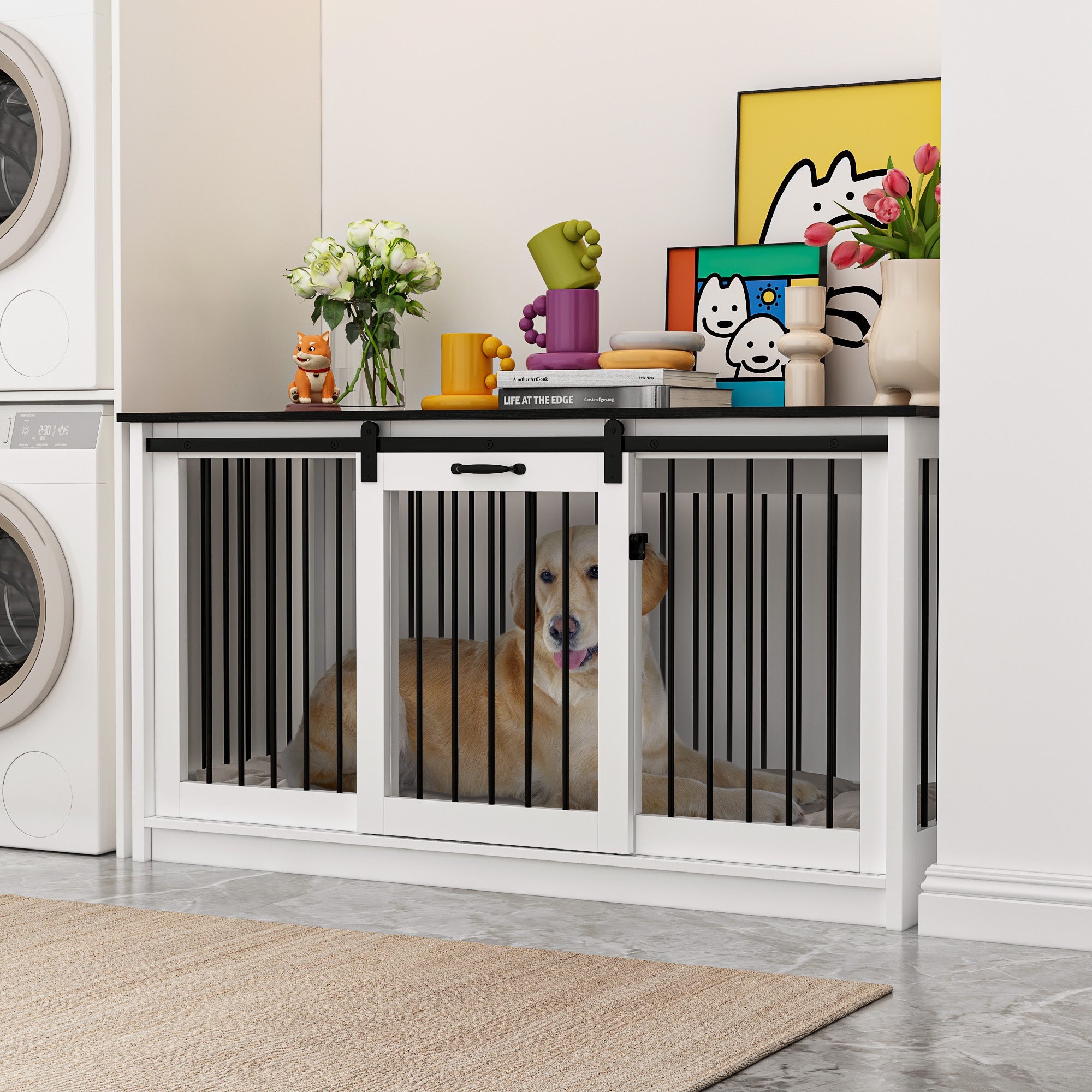 Barn Door Dog Crate with Lock