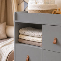 44.9" Modern Minimalist White/Wood 4-Drawer Nursery Changing Table Dresser
