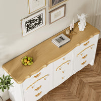 47.2" Elegant White 12-Drawer Accent Chest with Gold Handles