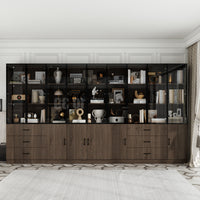 Geyma 141.7" Extra Wide Display Cabinet with 6 Drawers and LED Lights