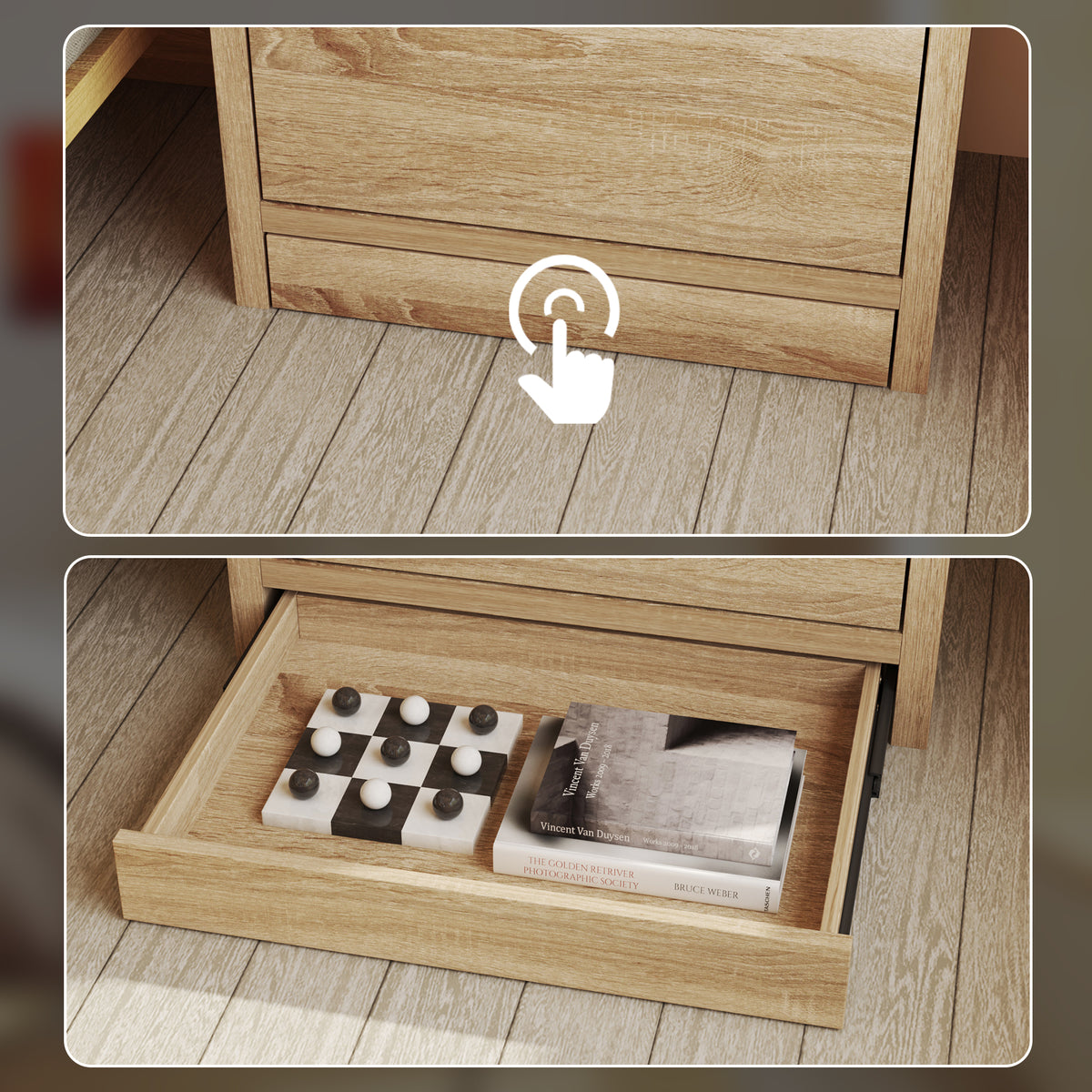 17.7" Smart Wood Nightstand with Hidden Gun Drawer & RFID Lock